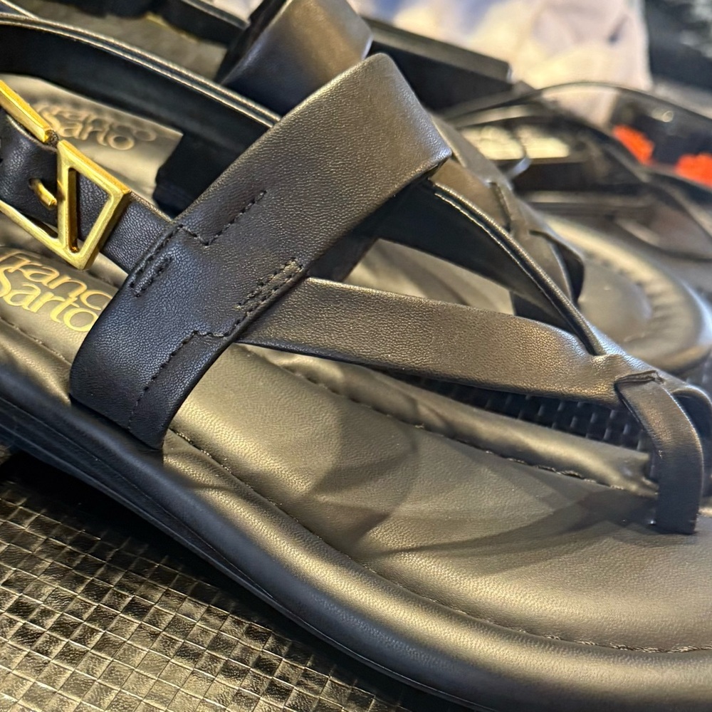 Franco Sarto Black Cross-Strap Sandals - Picture 4 of 7